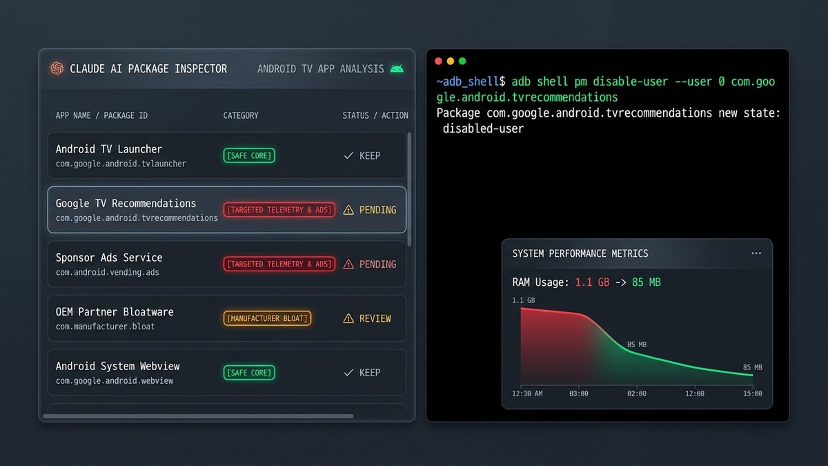 Debloat Android TV with AI package classification visual