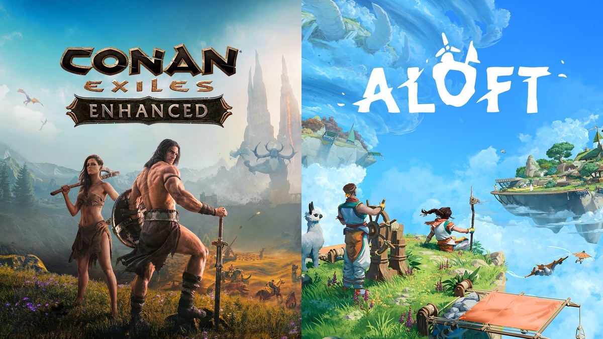 Aloft and Conan Exiles PS5 Key Art - Flying Skyships and Enhanced Survival