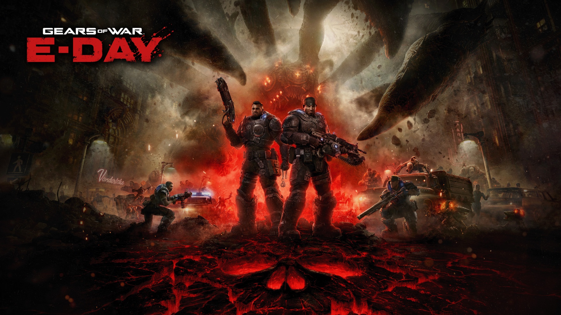 Gears of War E-Day Unreal Engine 5 Official Key Art Featuring Marcus Fenix and Dominic Santiago