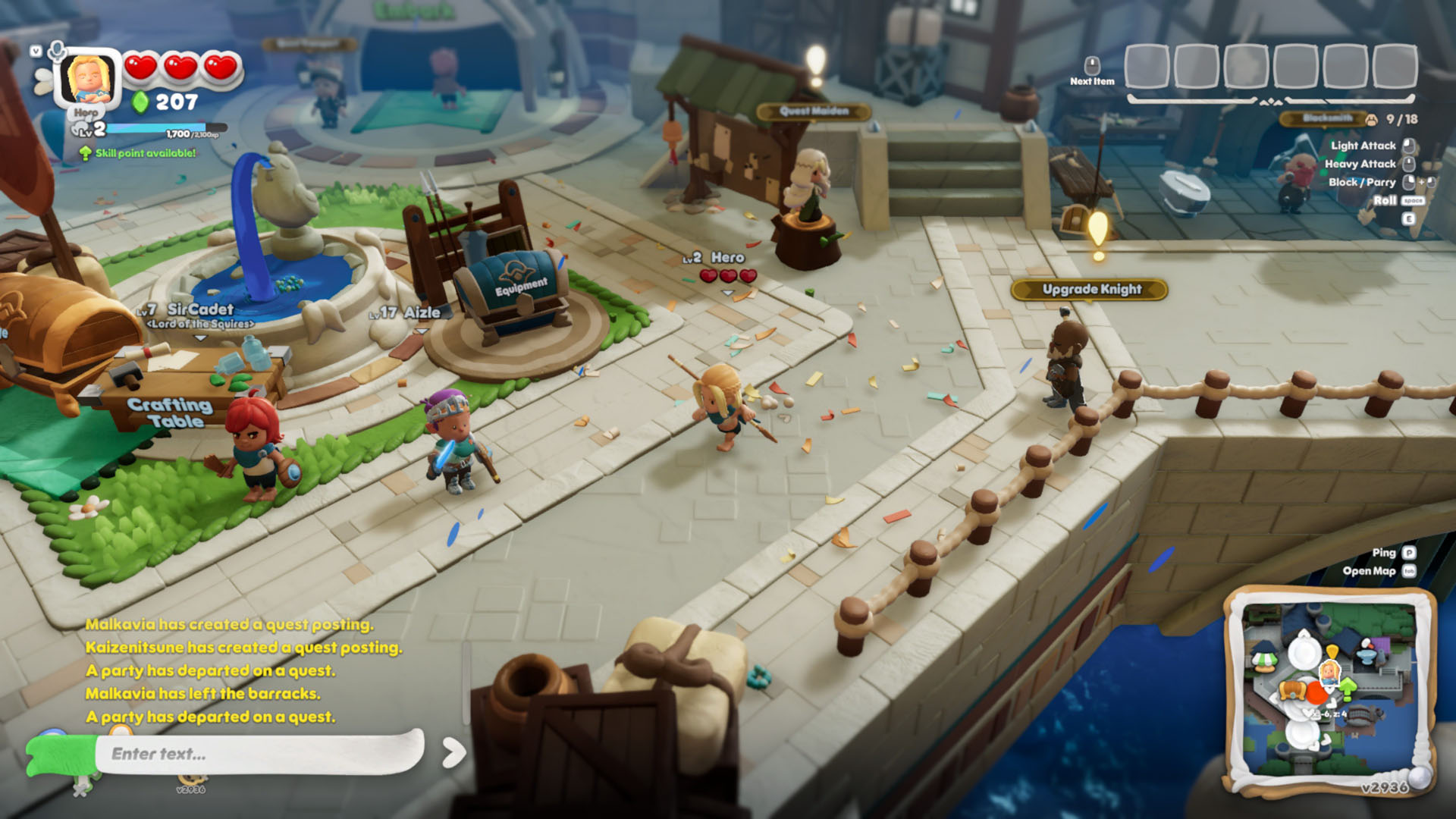 Scramble Knights Online Town Square Hub and Quest Board Interaction